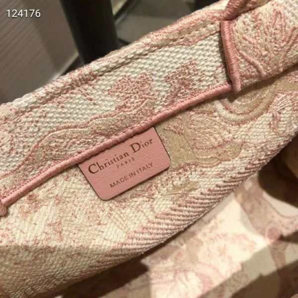 Dior Women Small Dior Book Tote Pink Toile De Jouy Embroidery (10)
