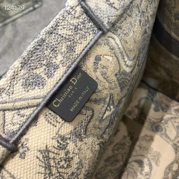 Dior Women Small Dioriviera Dior Book Tote Gray Toile De Jouy Embroidery (12)