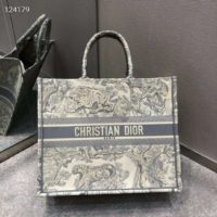 Dior Women Small Dioriviera Dior Book Tote Gray Toile De Jouy Embroidery