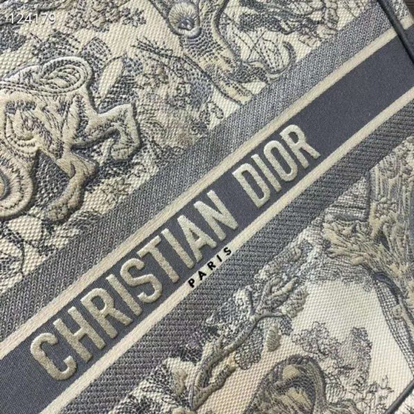 Dior Women Small Dioriviera Dior Book Tote Gray Toile De Jouy Embroidery (6)