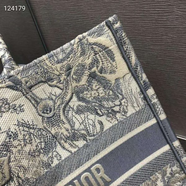 Dior Women Small Dioriviera Dior Book Tote Gray Toile De Jouy Embroidery (7)