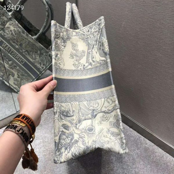 Dior Women Small Dioriviera Dior Book Tote Gray Toile De Jouy Embroidery (8)