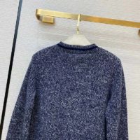 Dior Women V-Neck Sweater Blue and Gray Cashmere and Wool