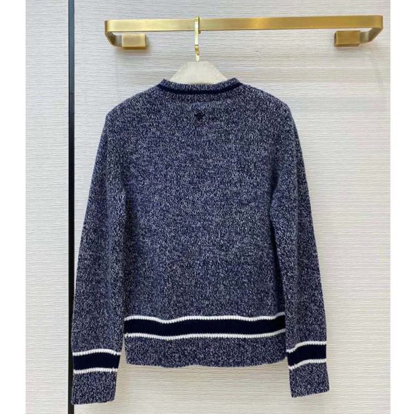 Dior Women V-Neck Sweater Blue and Gray Cashmere and Wool (7)