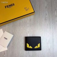 Fendi Unisex Coin Wallet Black Calfskin Colour-Block Bag Bugs Eye Inlays