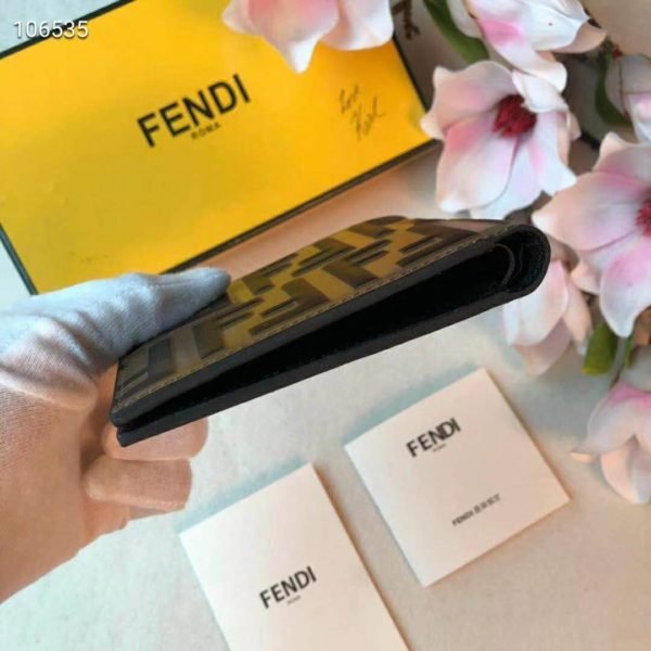 Fendi Unisex Wallet Black Leather Bi-Fold Wallet Brown Black Calfskin (6)