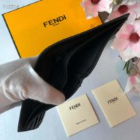 Fendi Unisex Wallet Brown Fabric Bi-Fold FF Motif Black Leather