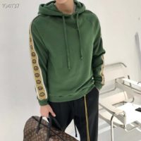 Gucci Men Cotton Jersey Hooded Sweatshirt Green Heavy Felted Organic