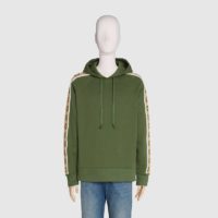 Gucci Men Cotton Jersey Hooded Sweatshirt Green Heavy Felted Organic