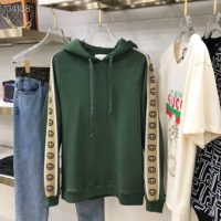 Gucci Men Cotton Jersey Hooded Sweatshirt Green Heavy Felted Organic