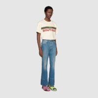 Gucci Men Gucci Boutique Print T-Shirt Off-White Cotton Jersey (2)