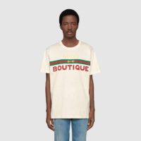 Gucci Men Gucci Boutique Print T-Shirt Off-White Cotton Jersey (2)