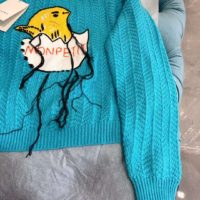 Gucci Men Mohair Crop Sweater Chick Egg Turquoise Knit Wool Blend