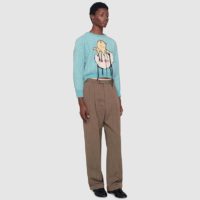 Gucci Men Mohair Crop Sweater Chick Egg Turquoise Knit Wool Blend