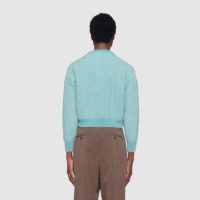 Gucci Men Mohair Crop Sweater Chick Egg Turquoise Knit Wool Blend