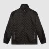 Gucci Men Off The Grid Zip-Up Jacket High Neck Black GG Nylon