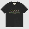 Gucci Men Oversize Washed T-Shirt with Gucci Logo Black Washed Cotton Jersey