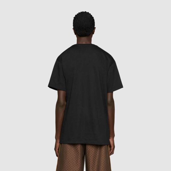Gucci Men’s Gucci Boutique Print Oversize T-Shirt Black Cotton Jersey (4)