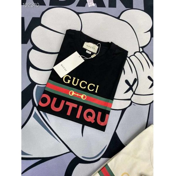 Gucci Men’s Gucci Boutique Print Oversize T-Shirt Black Cotton Jersey (6)