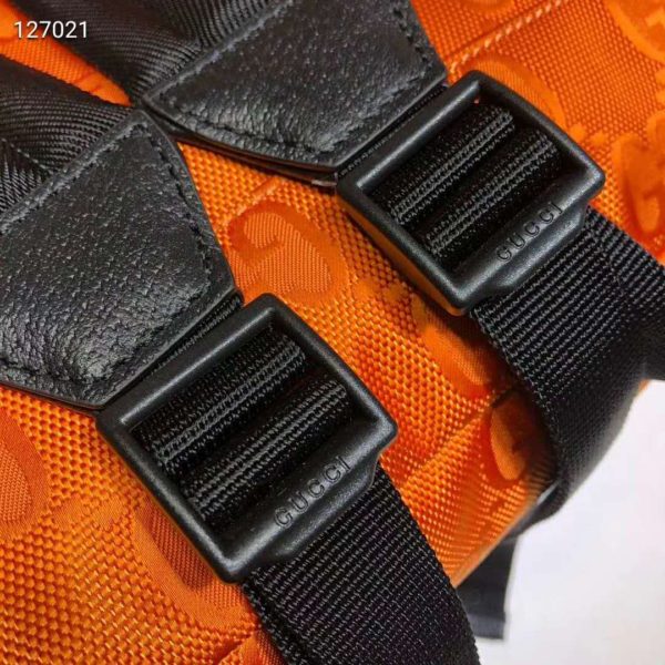 Gucci Unisex Gucci Off The Grid Backpack Orange GG Nylon (7)