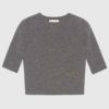 Gucci Women Cashmere Top with Horsebit Crewneck Gold-Toned Metal