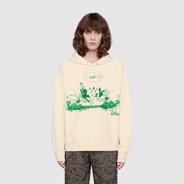 Gucci Women Disney x Gucci Hooded Sweatshirt White Felted Organic Cotton Jersey (4)