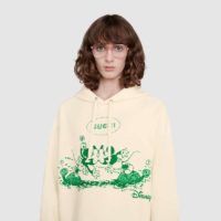 Gucci Women Disney x Gucci Hooded Sweatshirt White Felted Organic Cotton Jersey