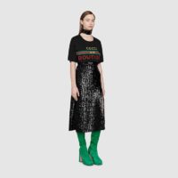 Gucci Women Gucci Boutique Print Oversize T-Shirt Black Cotton Jersey