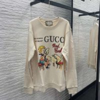 Gucci Women Gucci ‘Mad Cookies’ Print Sweatshirt Cotton Jersey Crewneck-White