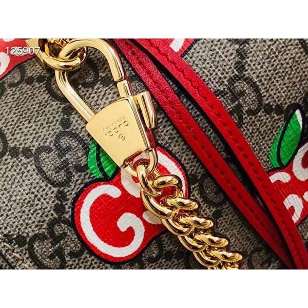 Gucci Women Padlock Small Bamboo Shoulder Bag GG Apple Print (4)