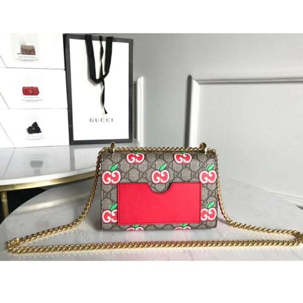 Gucci Women Padlock Small Shoulder Bag GG Apple Print GG Supreme Canvas (8)