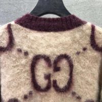 Gucci Women Reversible GG Mohair Wool Cardigan Brushed GG Jacquard Blend