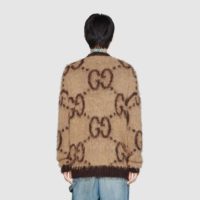 Gucci Women Reversible GG Mohair Wool Cardigan Brushed GG Jacquard Blend