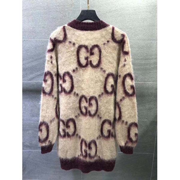 Gucci Women Reversible GG Mohair Wool Cardigan Brushed GG Jacquard Blend (7)