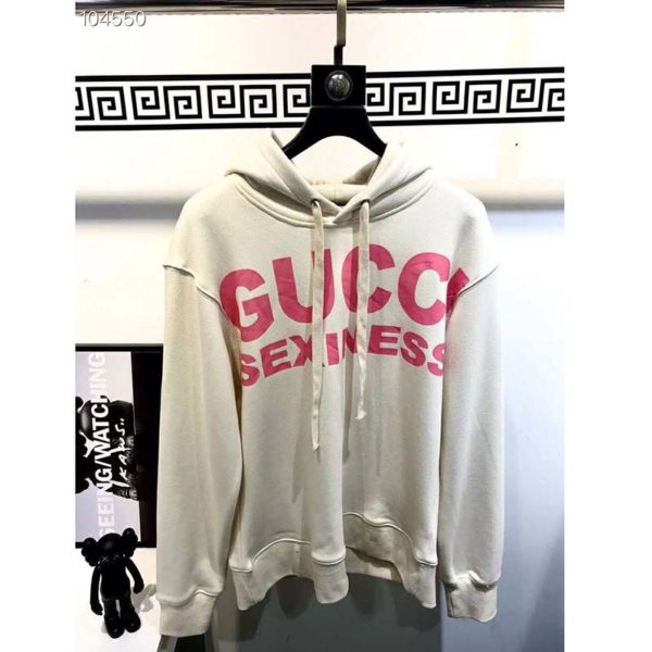 Gucci Women Sexiness Print Sweatshirt Washed Off-White Light Felted Cotton Jersey (10)