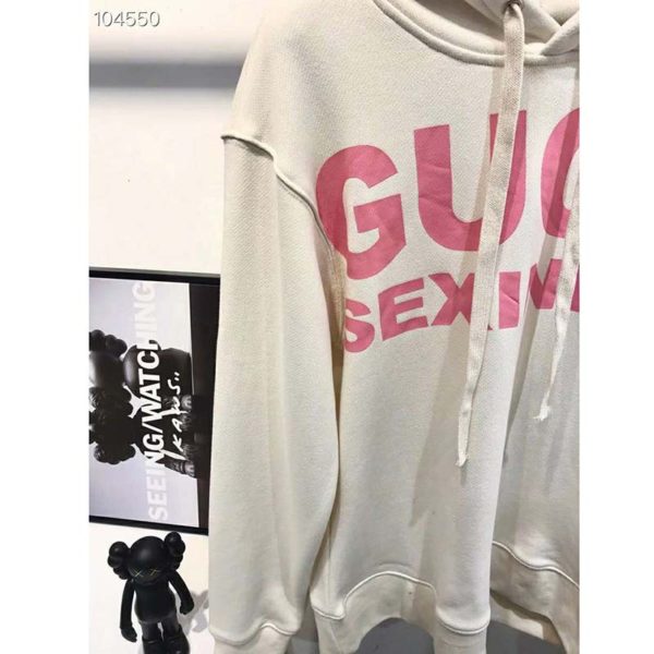 Gucci Women Sexiness Print Sweatshirt Washed Off-White Light Felted Cotton Jersey (11)