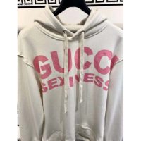 Gucci Women Sexiness Print Sweatshirt Washed Off-White Light Felted Cotton Jersey