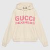 Gucci Women Sexiness Print Sweatshirt Washed Off-White Light Felted Cotton Jersey