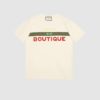 Gucci Women's Gucci Boutique Print T-Shirt Off-White Cotton Jersey