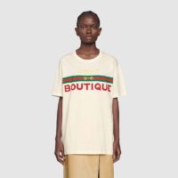 Gucci Women’s Gucci Boutique Print T-Shirt Off-White Cotton Jersey