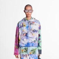 Louis Vuitton LV Men Flowers Poplin Patchwork Hoodie Cotton Multicolor Loose Fit