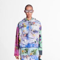 Louis Vuitton LV Men Flowers Poplin Patchwork Hoodie Cotton Multicolor Loose Fit