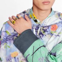 Louis Vuitton LV Men Flowers Poplin Patchwork Hoodie Cotton Multicolor Loose Fit