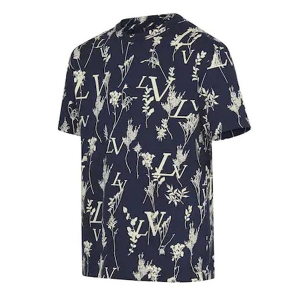 Louis Vuitton LV Men LV Leaf Discharge T-shirt Regular Fit Cotton-Blue (3)