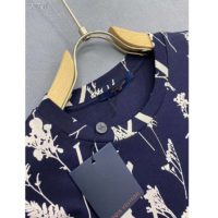 Louis Vuitton LV Men LV Leaf Discharge T-shirt Regular Fit Cotton-Blue