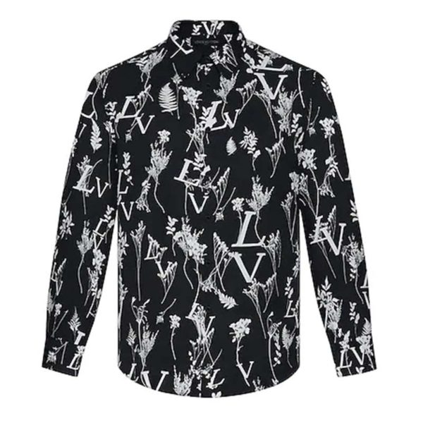 Louis Vuitton LV Men LV Printed Leaf Regular Long-Sleeved Silk Shirt (1)