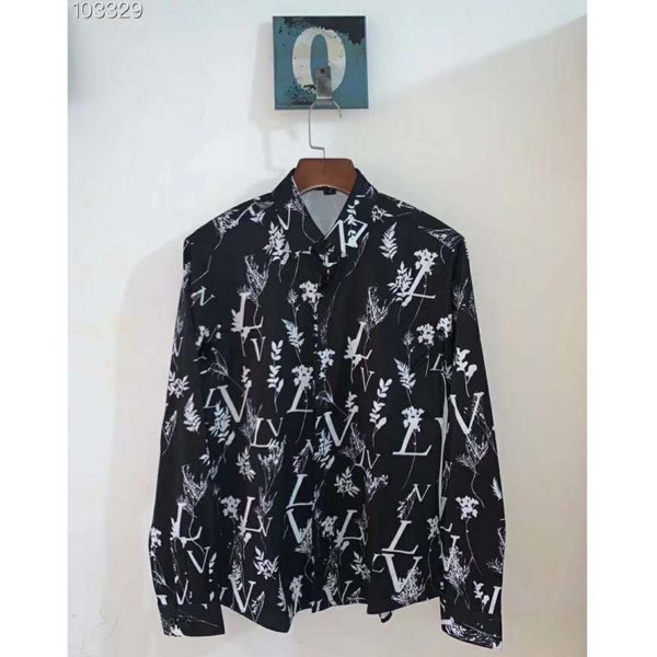 Louis Vuitton LV Men LV Printed Leaf Regular Long-Sleeved Silk Shirt (3)
