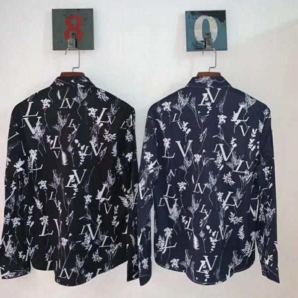 Louis Vuitton LV Men LV Printed Leaf Regular Long-Sleeved Silk Shirt (4)