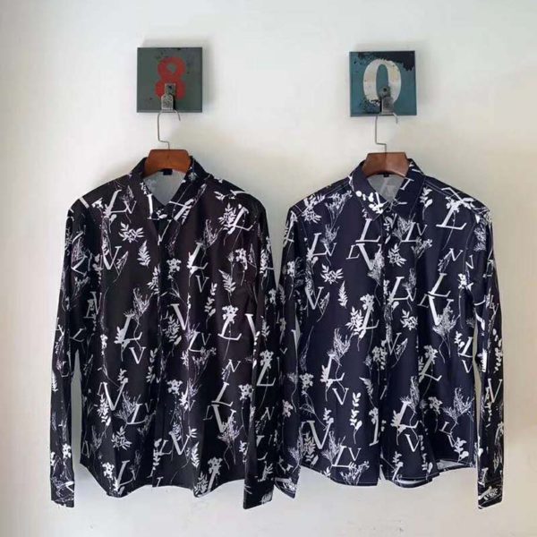 Louis Vuitton LV Men LV Printed Leaf Regular Long-Sleeved Silk Shirt (7)