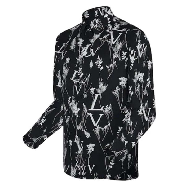 Louis Vuitton LV Men LV Printed Leaf Regular Long-Sleeved Silk Shirt (9)